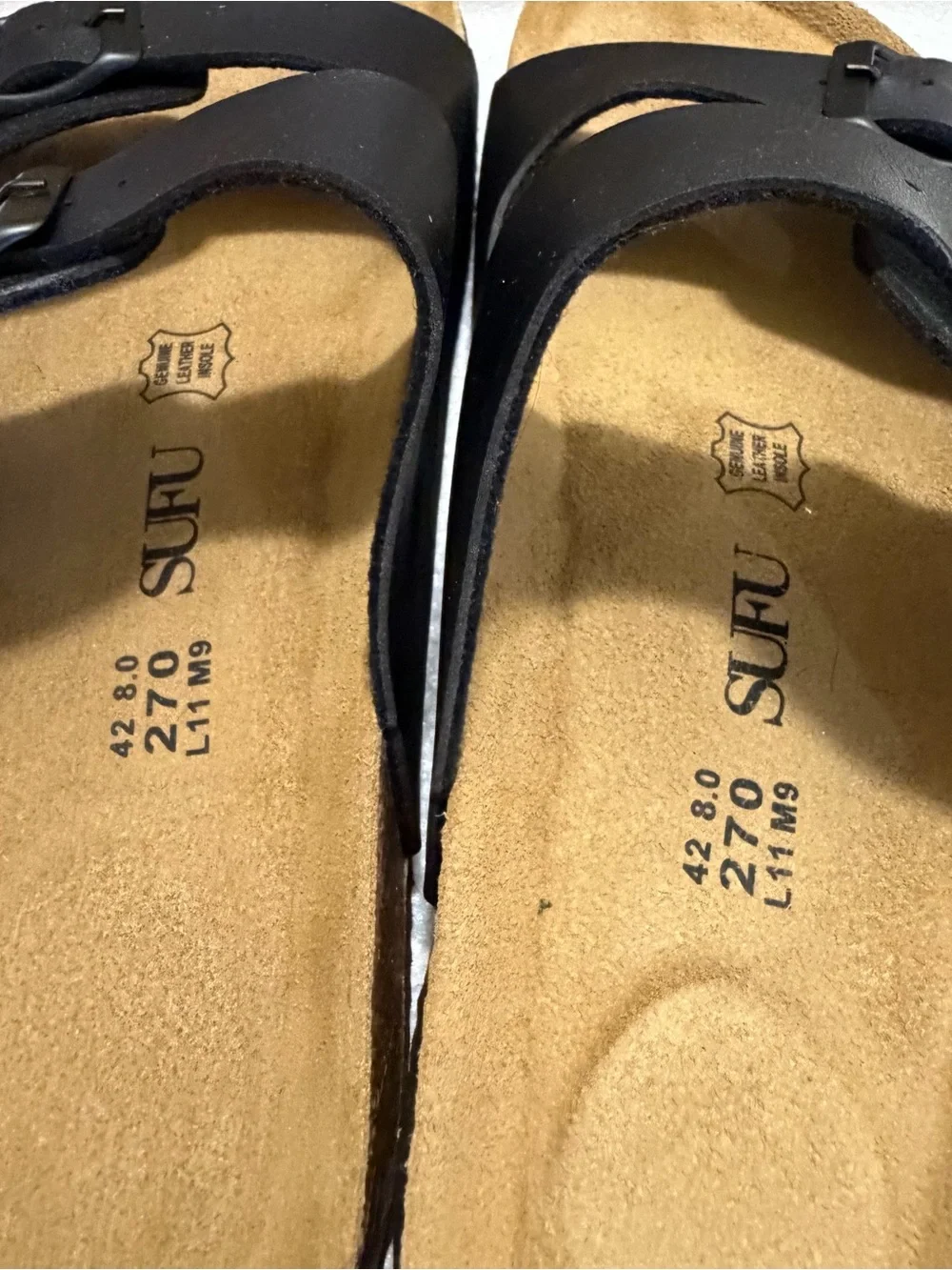 SUFU Black Double Buckle Sandals Men’s Size 11 EU 42 Arizona Style NWT